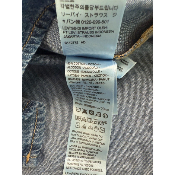 Levi's Women's Odessa Long Sleeve Relaxed Fit Button Up Blue Shirt Size XL - Picture 10 of 14